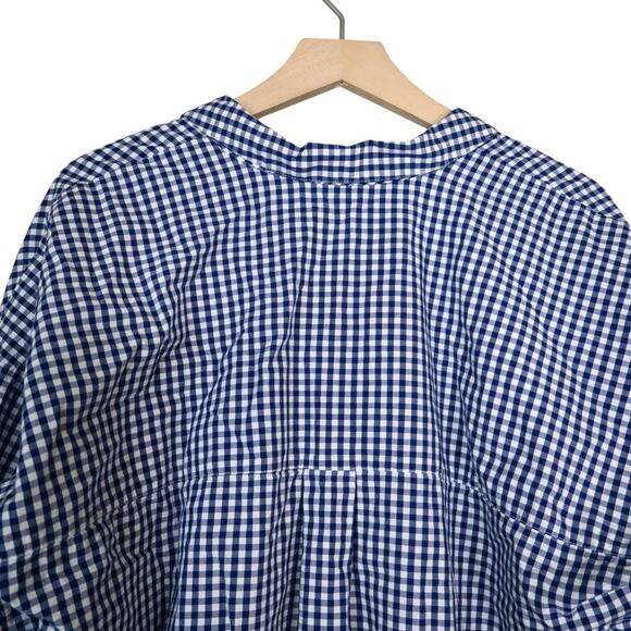 J. Jill Womens M Blue White Gingham Pullover Blouse - Picture 4 of 11